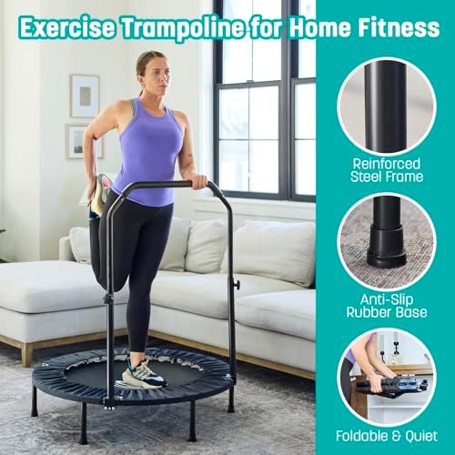 Skywalker Trampolines 40" Foldable Fitness Trampoline, Adult Fitness Rebounder, Indoor and Outdoor, 6 Level Adjustable F