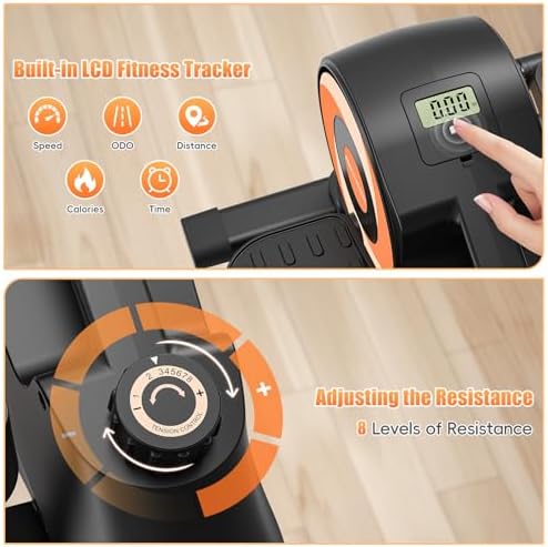 ANCHEER Under Desk Elliptical Bike, Fully Assembled Leg Exerciser 2 in 1 Seated Standing Elliptical, Quiet Mini Elliptic