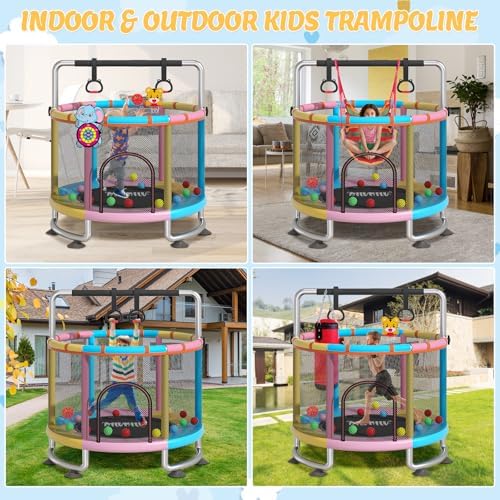 MILUMILU 60" Indoor Outdoor Trampoline for Kids - Birthday Gifts for Children Boy Girl with Safety Net and Hoop - Image 22