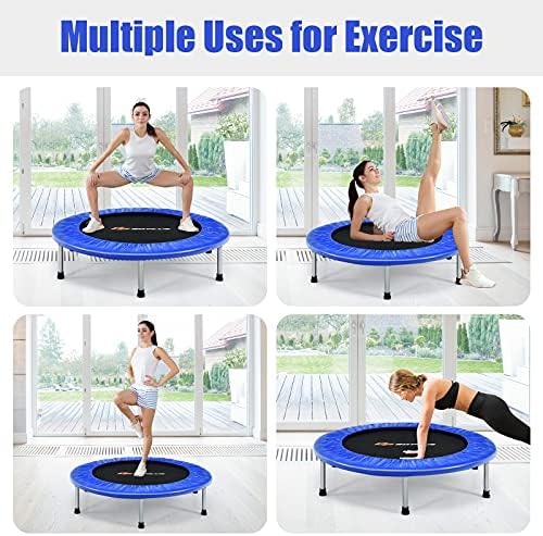 Goplus Mini Trampoline, Foldable 36"/38" Rebounder for Adults, Portable Fitness Trampoline for Home and Outdoor Workout,