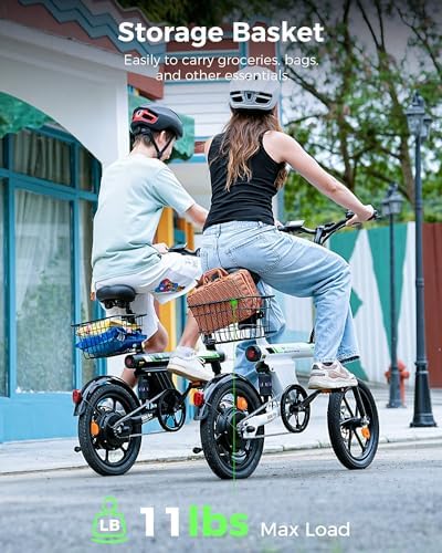 Isinwheel 500W Electric Bike for Adults 280.8Wh Battery Smart Uphill Folding Ebike 14"/16" Adults Teens
