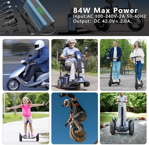Electric Scooter Charger 42V 2A Smart Display Fast Charging Compatible Multiple Models Electric Scooter Charger 5 in 1 P