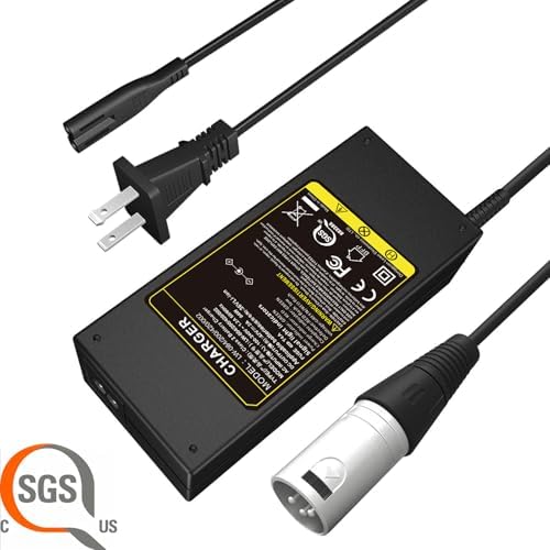 Futurebatt Electric Bike Battery Charger for 36V Ebike with 42V 2A Output and 3-Pin XLR Male Connector Power Cord Futu