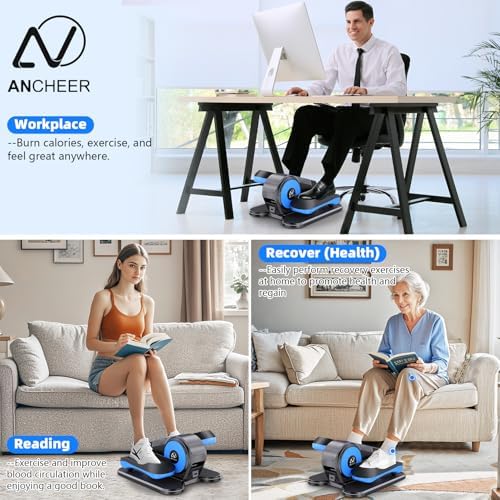 ANCHEER Elliptical Machine for Seniors, 12 Adjustable Speeds Pedal Exerciser, Quiet & Portable Electric Leg Exerciser wi