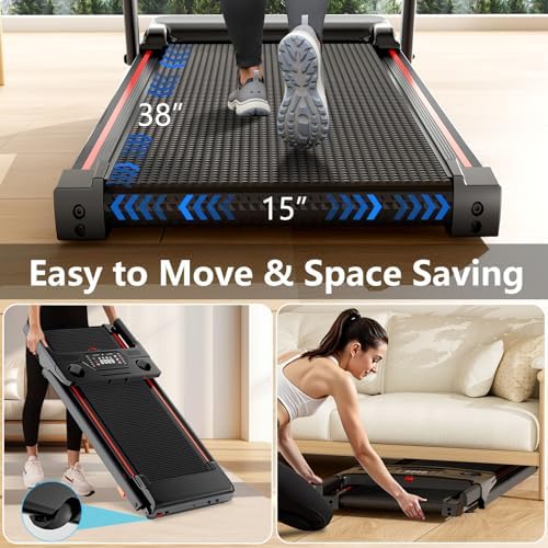 Portable Folding Treadmill with 8% Incline and |0HP Motor for Running and Walking | Brushless Motorized Portable Treadm