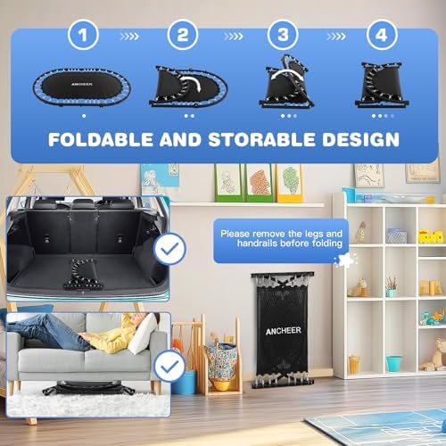 ANCHEER 56" Double Mini Trampoline for Kids, Max Load 220lbs, Fun for Indoor/Outdoor