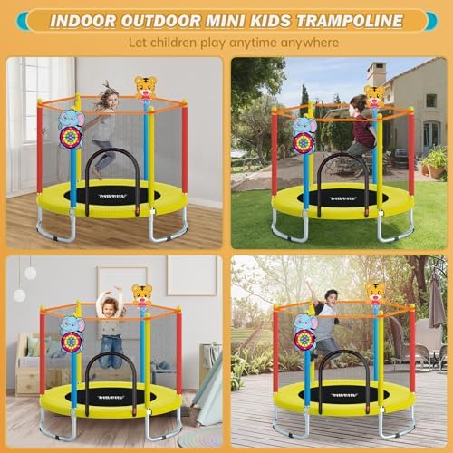 MILUMILU 60" Indoor Outdoor Trampoline for Kids - Birthday Gifts for Children Boy Girl with Safety Net and Hoop - Image 2