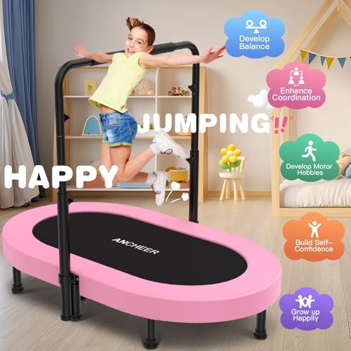 ANCHEER 56" Double Mini Trampoline for Kids, Max Load 220lbs, Fun for Indoor/Outdoor