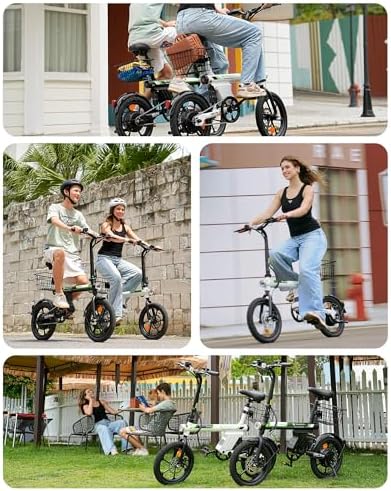 Isinwheel 500W Electric Bike for Adults 280.8Wh Battery Smart Uphill Folding Ebike 14"/16" Adults Teens