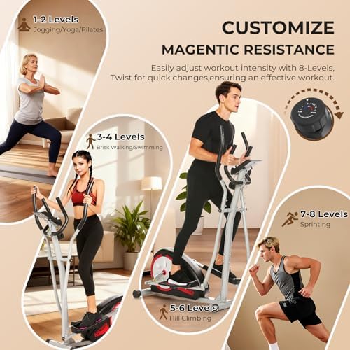 Hyper-Quiet Magnetic Elliptical Machine for Home Fitness | Home Elliptical Trainer with 500LBS Resistance | Quiet Ellip