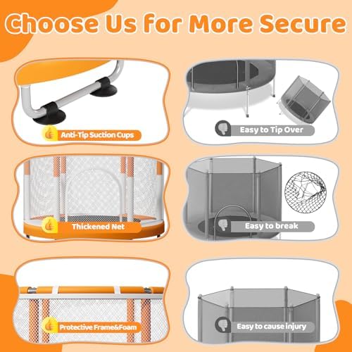 55" Trampoline for Kids, 440lbs Capacity Indoor & Outdoor Toddler Trampoline, Gifts for Boys & Girls Global Recycled Sta