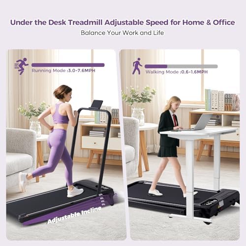 Under Desk Walking Pads Treadmill with Handle Bar and Incline Under Desk Walking Pads Treadmill for Home Exercise Adjust