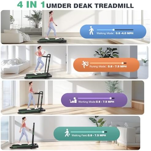 ANCHEER Under Desk Treadmill with 12% Incline for Home Workout | ANCHEER Adjustable Height Walking Pad Treadmill with D