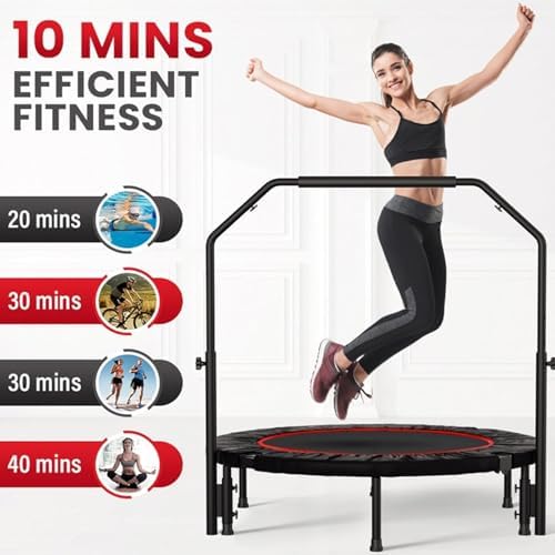 Portable Fitness Foldable Trampoline for Kid/Adults in-Home Mini Rebounder 40" Max Load 330lbs Recycled Claim Standard 1