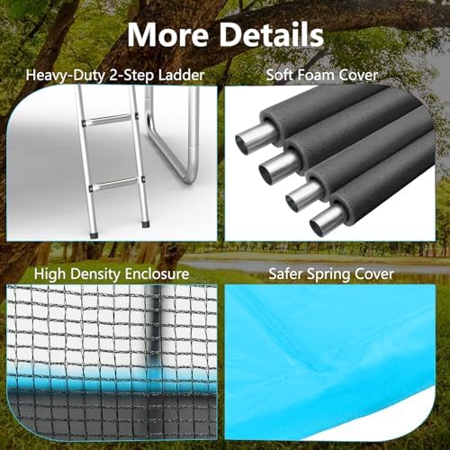AOTOB 8 FT Trampoline Safety Enclosure Net for Kids Outdoor & Kids Jump Mat with Spring Pad & Ladder