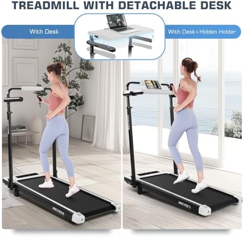 ANCHEER Walking Pad Treadmill for Home Workout, 12% Incline&Adjustable Height, Desk Stationary Treadmill, Up to 300LBs