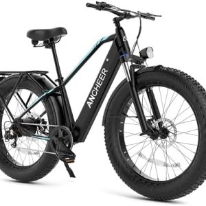 ANCHEER 26" Electric Bike for Adults, 1000W Peak Motor, 60 Miles Range, Fat Tire Electric Bike Off-Road for Men & Women