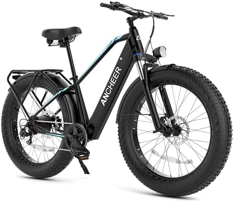 ANCHEER 26" Electric Bike for Adults, 1000W Peak Motor, 60 Miles Range, Fat Tire Electric Bike Off-Road for Men & Women