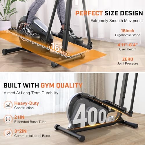ANCHEER Silent Elliptical Trainer for Home Gym Lovers - 14-Level Resistance & Heart Rate Monitor | ANCHEER Cardiorespir
