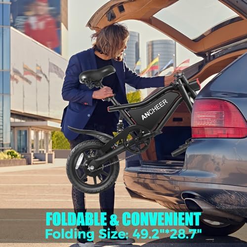 ANCHEER Foldable Electric Bike for Adults, 14" Electric Bikes, UL2849 Compliant, 374Wh Ebike, 20MPH | ANCHEER 14" Folda