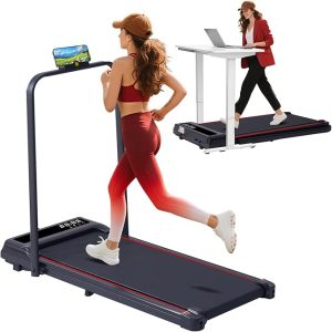 Treadmill with Handles for Home Small, 3.0HP Electric Compact Walking Pad Treadmills with Handle Bar