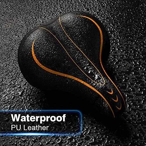 Xmifer Comfortable Bike Seat - Waterproof Leather with Memory Foam - Universal Replacement Bicycle Saddle - Men/Women -