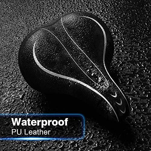 Xmifer Comfortable Bike Seat - Waterproof Leather with Memory Foam - Universal Replacement Bicycle Saddle - Men/Women -