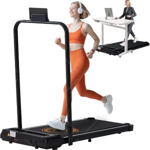 Portable Compact Treadmill with Handles for Home Small Spaces