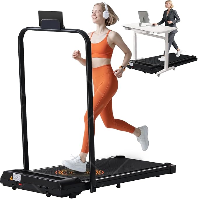 Portable Compact Treadmill with Handles for Home Small Spaces