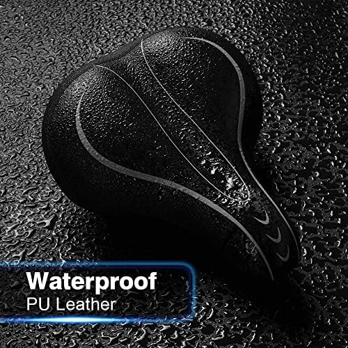 Xmifer Comfortable Bike Seat - Waterproof Leather with Memory Foam - Universal Replacement Bicycle Saddle - Men/Women -