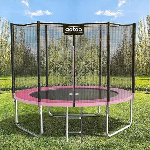 AOTOB 8 FT Trampoline Safety Enclosure Net for Kids Outdoor & Kids Jump Mat with Spring Pad & Ladder