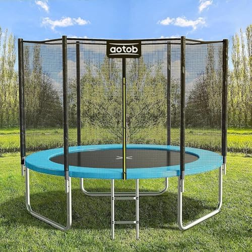 AOTOB 8 FT Trampoline Safety Enclosure Net for Kids Outdoor & Kids Jump Mat with Spring Pad & Ladder