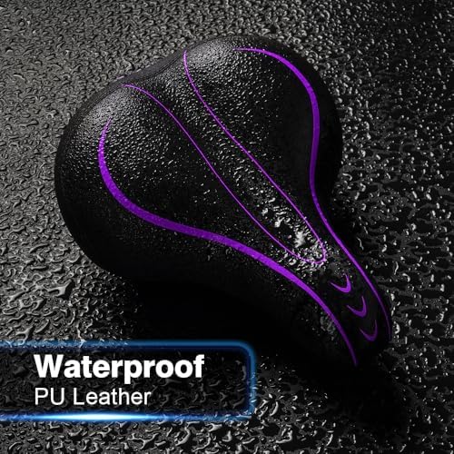 Xmifer Comfortable Bike Seat - Waterproof Leather with Memory Foam - Universal Replacement Bicycle Saddle - Men/Women -