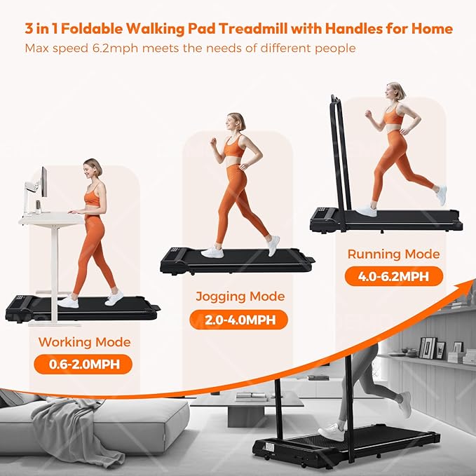 Portable Compact Treadmill with Handles for Home Small Spaces - Image 2