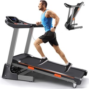 Foldable Treadmills for Home, 3.5HP Auto Incline Treadmill with Wide Belt & Handle Bar