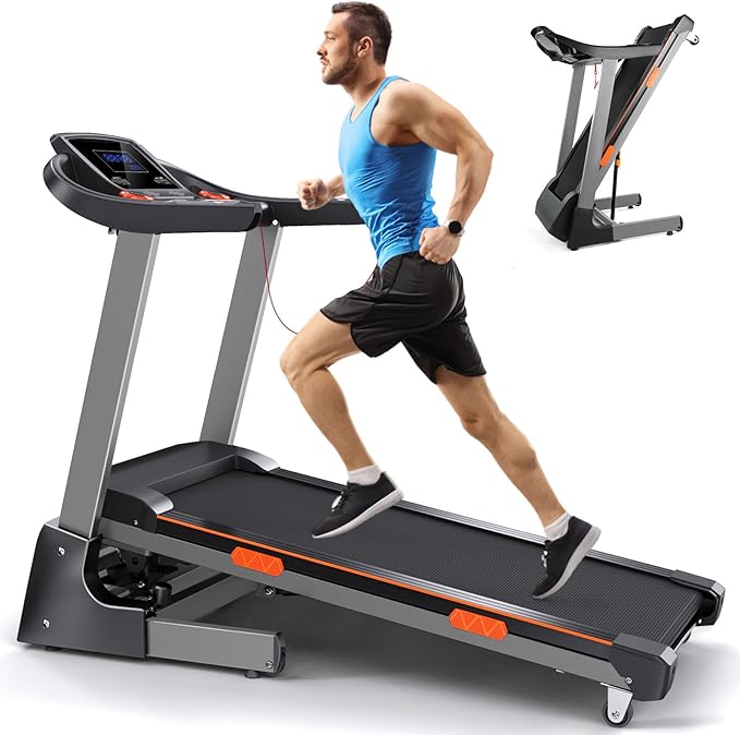 Foldable Treadmills for Home, 3.5HP Auto Incline Treadmill with Wide Belt & Handle Bar