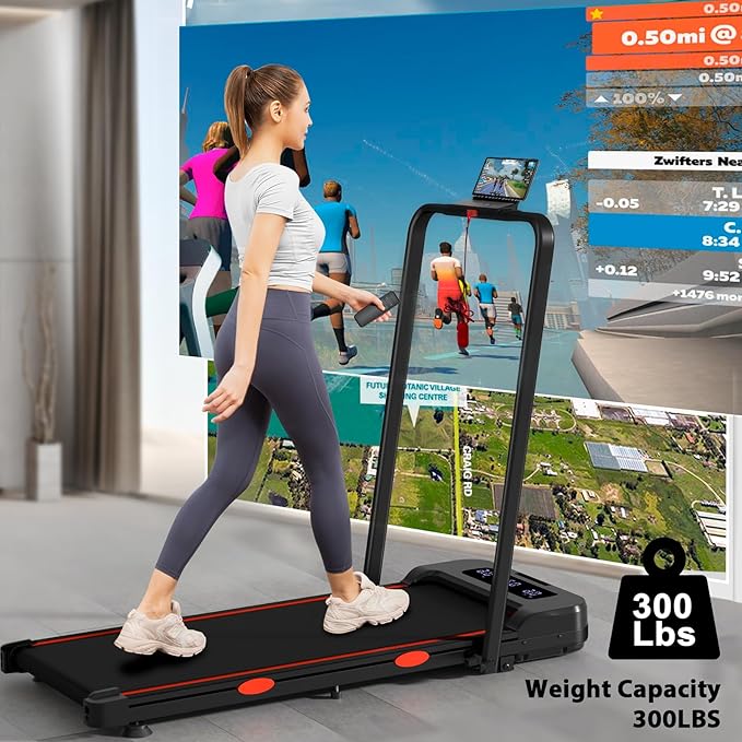 Folding 3 in 1 Walking Pad Treadmill with Handle Bar & Incline - Image 2