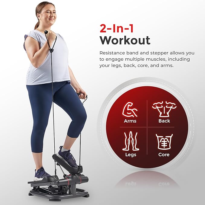 2-in-1 Premium Power Stepper with 400lbs Weight Capacity and Resistance Bands - Image 3