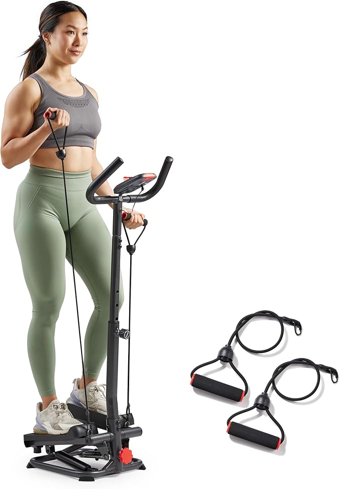 Total Body 2-in-1 Smart Stepper Machine for Home with Handlebar and Resistance Bands