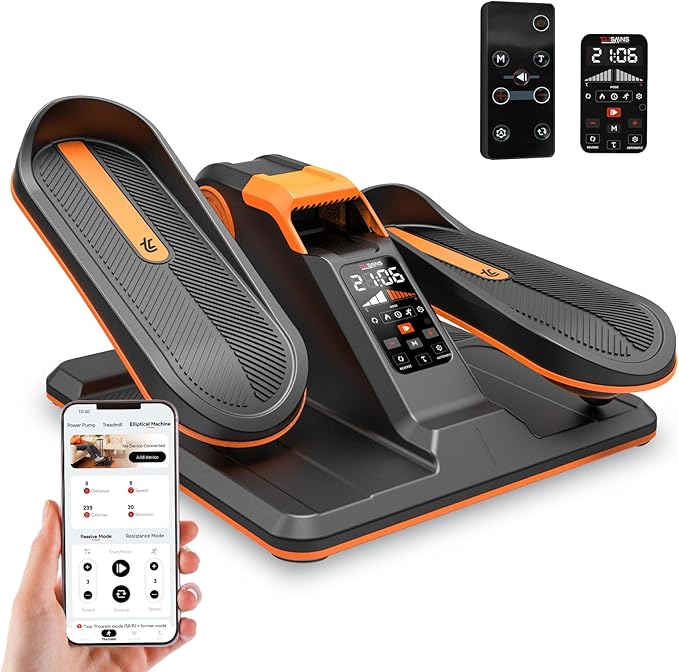 Under Desk Elliptical Machine with App, Electric Ellipse Leg Exerciser for Seniors with 7 Adjustable Speeds