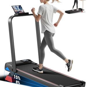 15% Incline Walking Pad Treadmill with Handle Bar - 2.5HP Quiet Folding Treadmill for Home Office Under Desk Portable Walking Pad with 300LBS Capacity