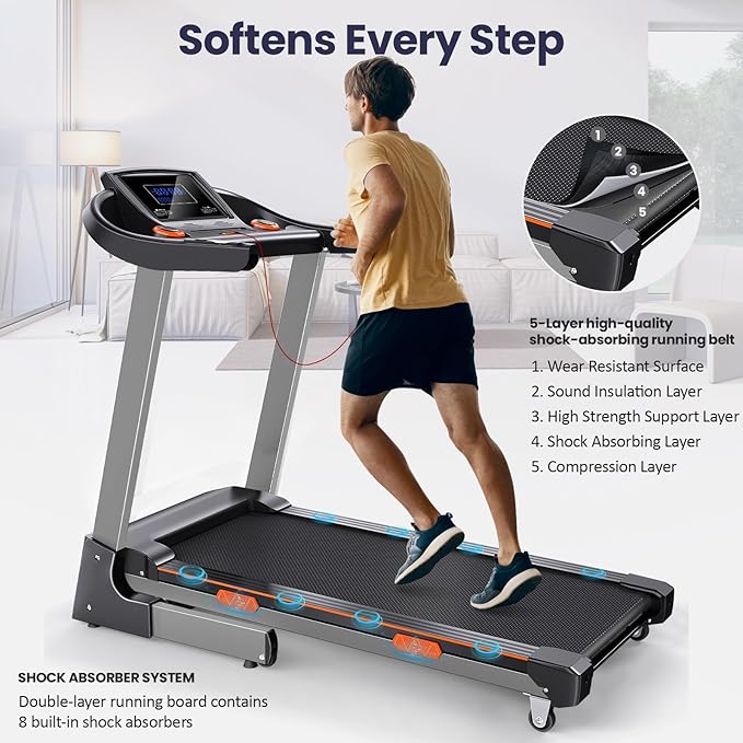 Foldable Treadmills for Home, 3.5HP Auto Incline Treadmill with Wide Belt & Handle Bar - Image 2