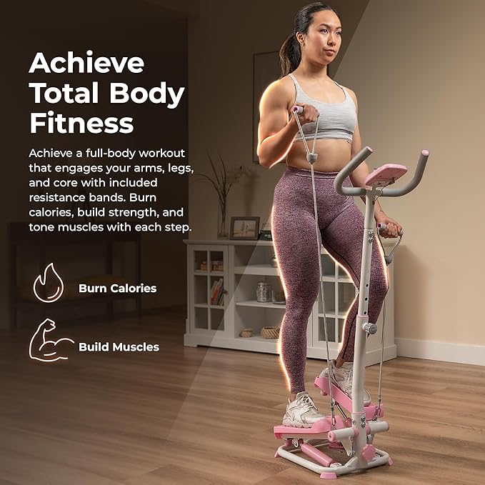 Total Body 2-in-1 Smart Stepper Machine for Home with Handlebar and Resistance Bands - Image 2