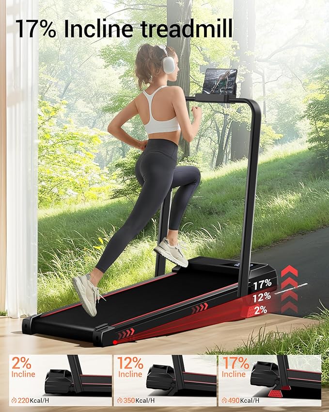 14% Incline Walking Pad Treadmills for Home Small, 4-in-1 Under Desk Treadmill with Handles - Image 2