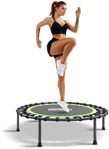 ONETWOFIT Silent Mini Trampoline for Adults | Indoor Exercise Fitness Trampoline | Max Load 330lbs | Rebounder Workout |