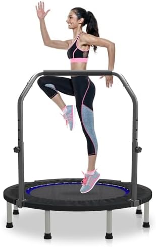 HYD-Parts 48" Mini Trampoline for Adults and Kids | Adjustable Bar | Indoor Fitness Trampoline | Max Load 440lbs HYD-Par