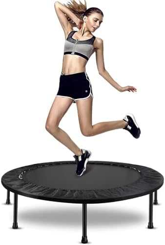 40"/48" Fitness Rebounder Trampoline with 4-Level Adjustable Foam Handle for Kids & Adults | Quiet and Stable 40"/48" E