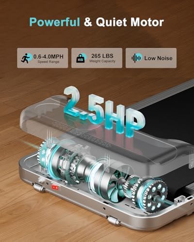 Home Office Walking Pad, Under Desk Treadmill with Incline, |5HP Portable Walking Treadmill, 265 Lbs Weight Capacity, Re