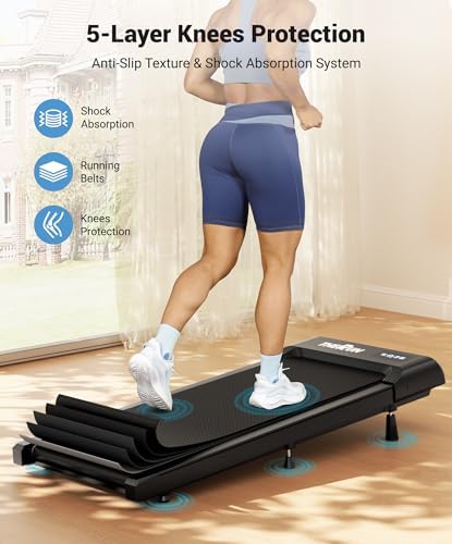 THERUN Walking Pad Treadmill Under DeskPortable Mini Treadmill for Home Office|5HP 265 lbs Weight Capacity Remote Contro