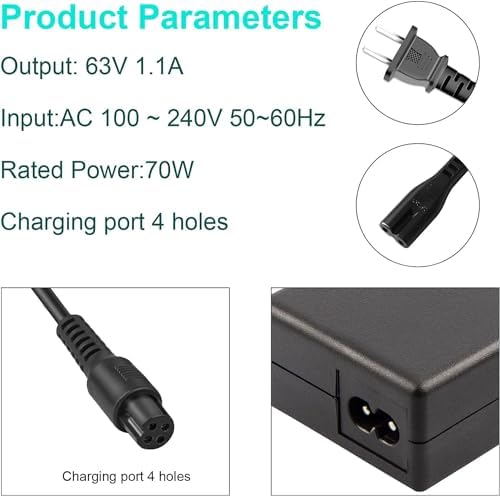 TREE.NB 5|6V 2A Charger for Lithium Battery with 5.5x|1mm Jack Round Connector, GOTRAX GXL V2/G2/G3/G4/Apex/Glider/XR El